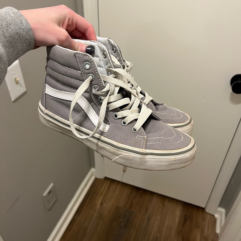 Vans Gray and White‎ High-Top Sneakers
